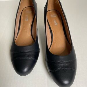 Clarks Wedge Heel Black Leather Shoes